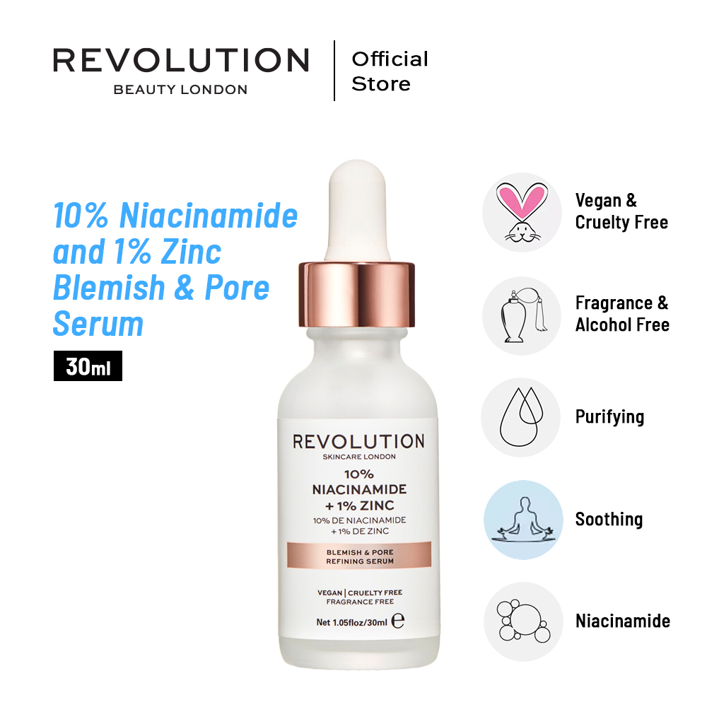 Revolution Skincare 10% Niacinamide And 1% Zinc Blemish & Pore Serum 30ml