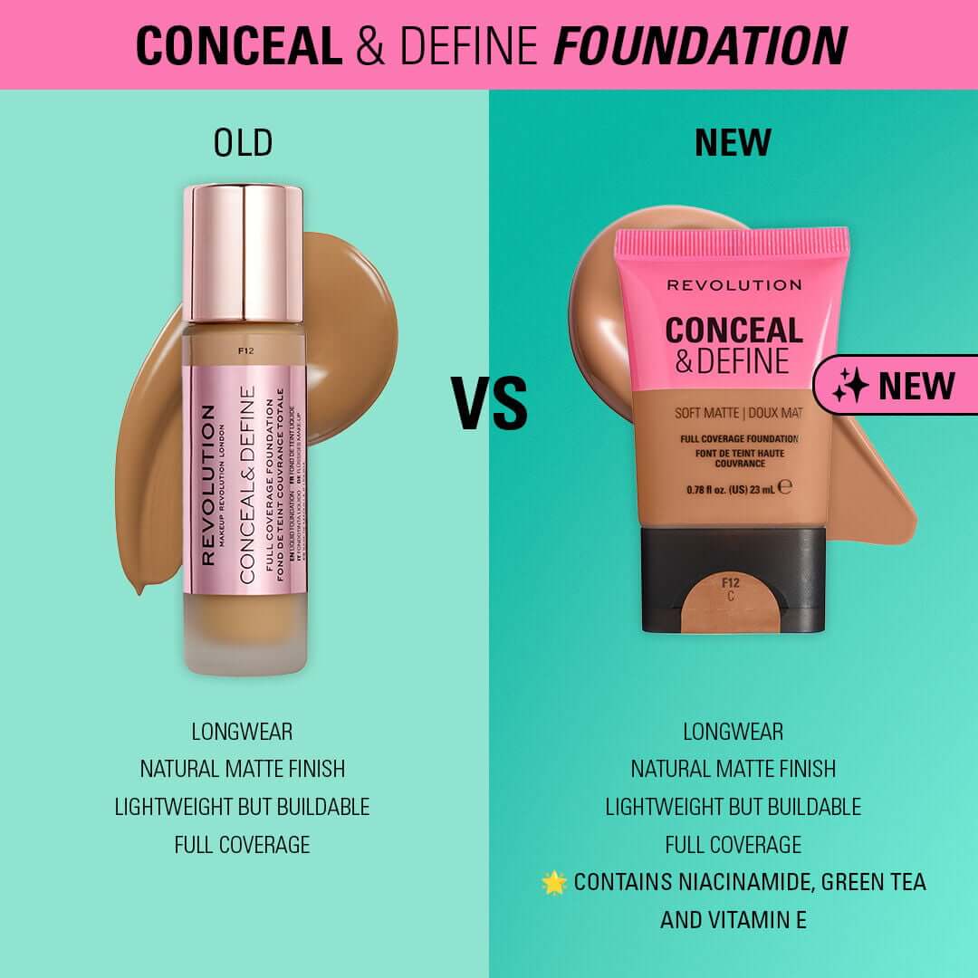 Revolution Conceal & Define Soft Matte Tube Foundation F0.5C 23ml