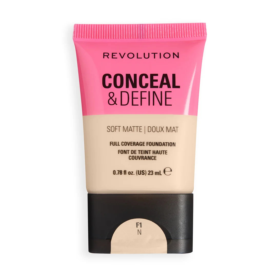 Revolution Conceal & Define Soft Matte Tube Foundation F1N 23ml