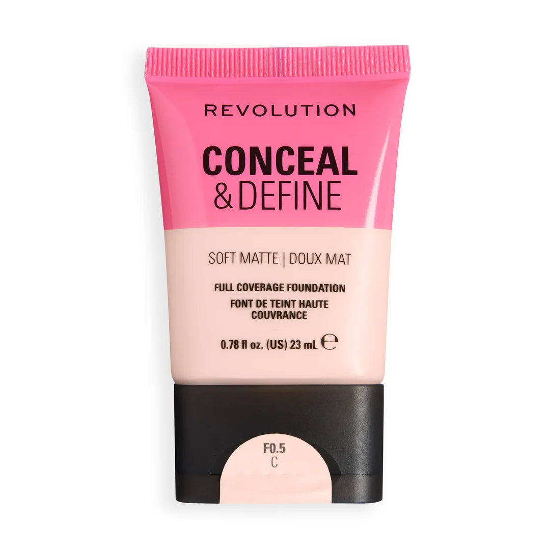 Revolution Conceal & Define Soft Matte Tube Foundation F0.5C 23ml