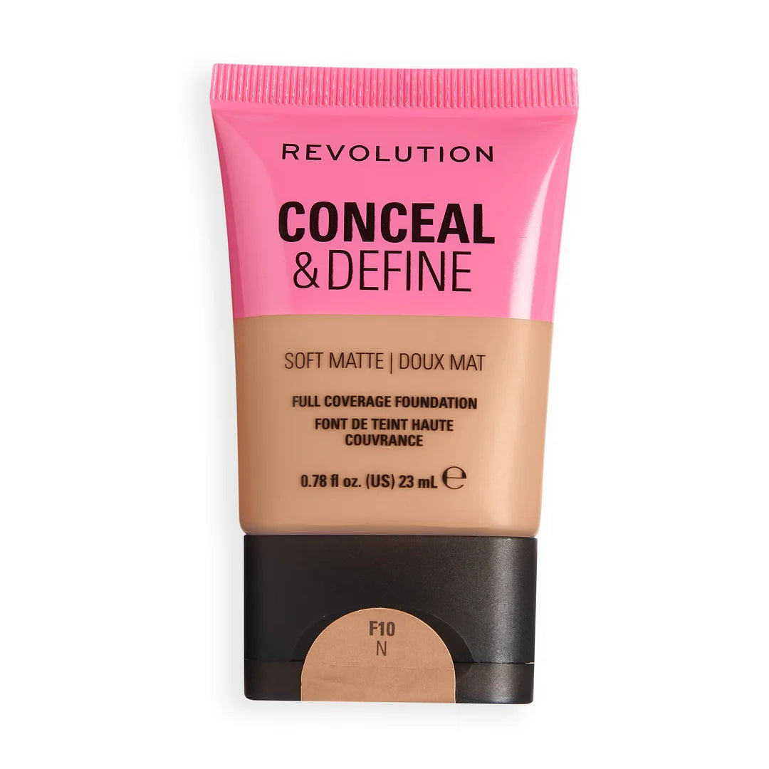 Revolution Conceal & Define Soft Matte Tube Foundation F10N 23ml