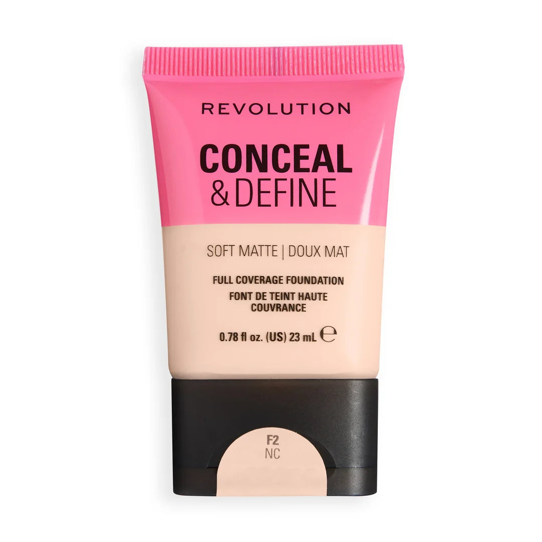 Revolution Conceal & Define Soft Matte Tube Foundation F2NC 23ml