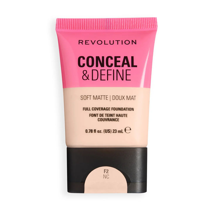 Revolution Conceal & Define Soft Matte Tube Foundation F2NC 23ml