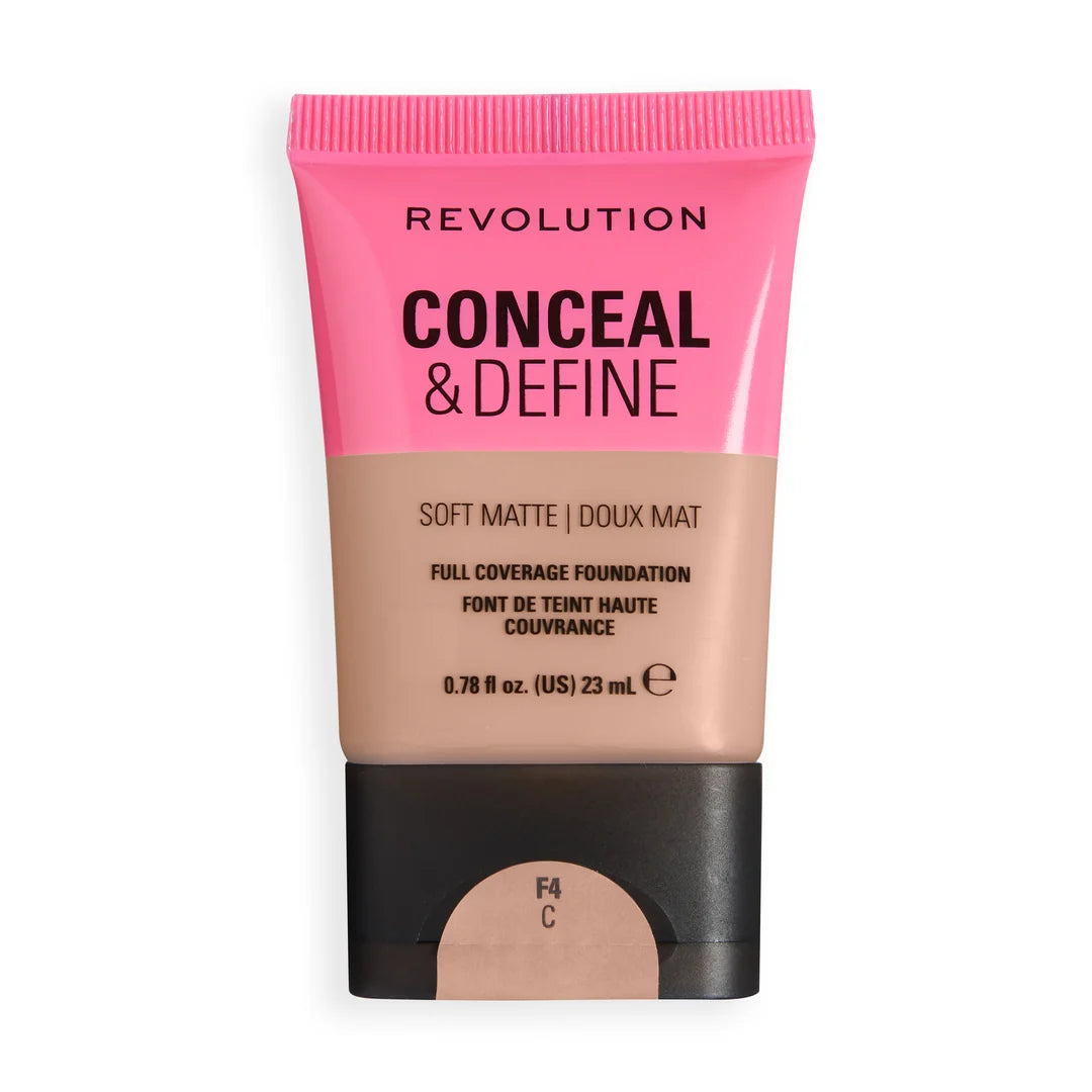 Revolution Conceal & Define Soft Matte Tube Foundation F4C 23ml