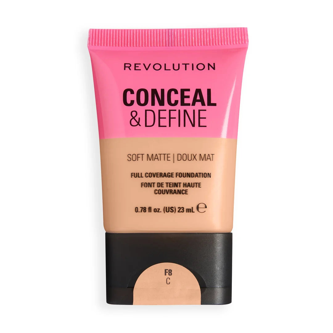 Revolution Conceal & Define Soft Matte Tube Foundation F8C 23ml