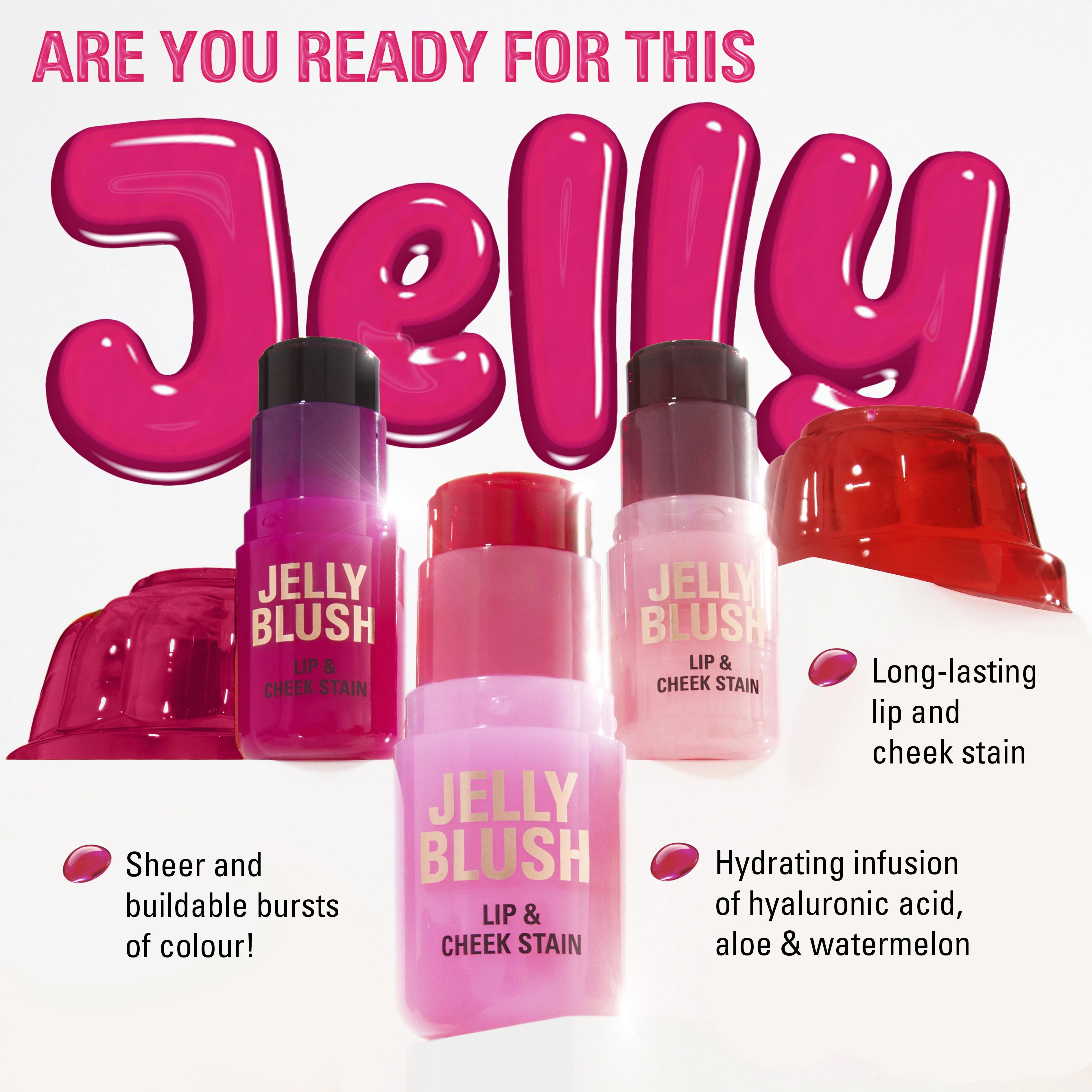 Revolution Jelly Blush Stick Lip And Cheek Stain Cherry Red