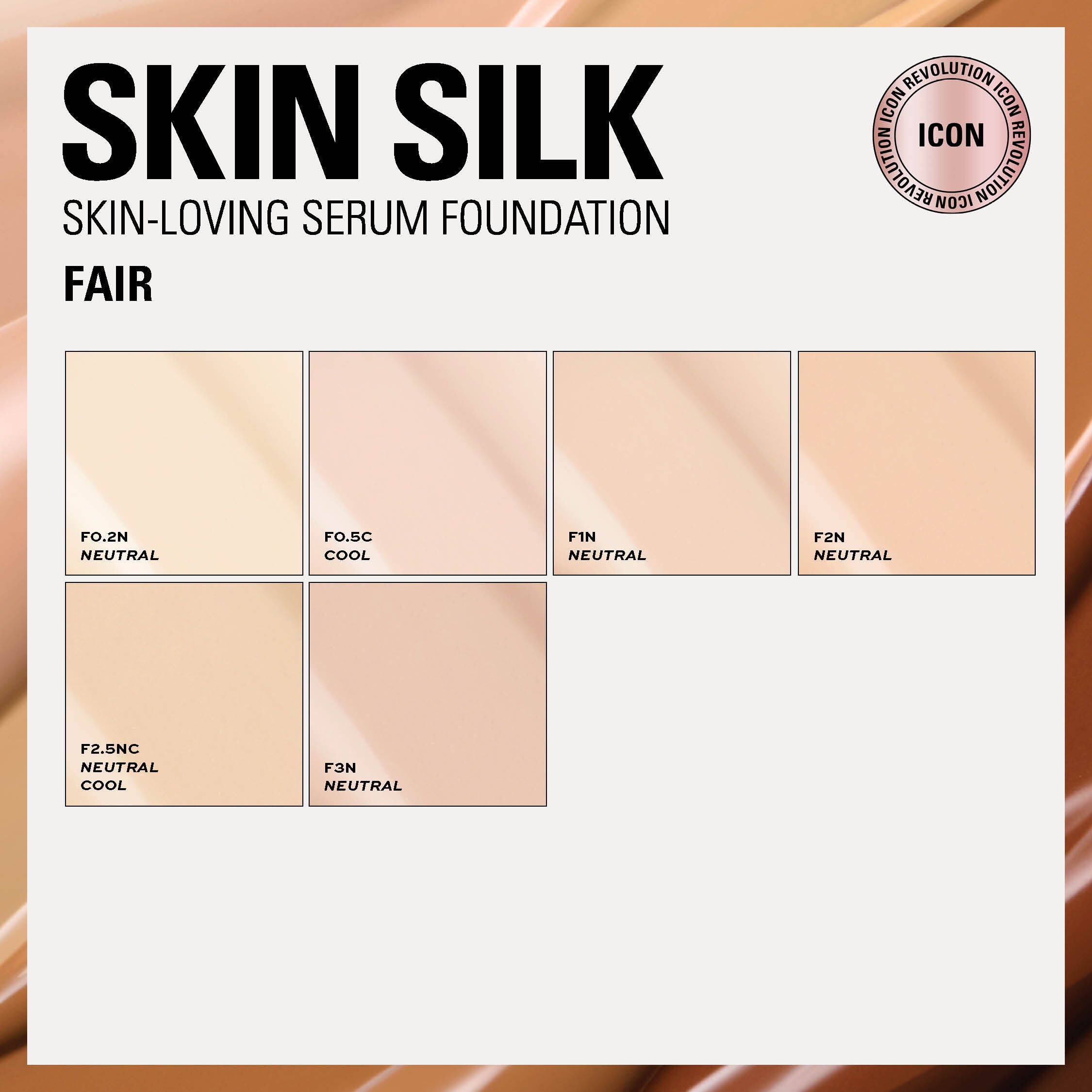 Revolution Skin Silk Radiant Satin Serum Foundation F3N 23ml