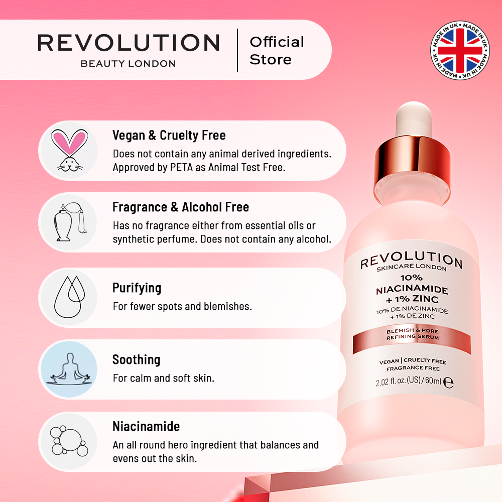 Revolution Skincare 10% Niacinamide And 1% Zinc Blemish & Pore Serum 30ml