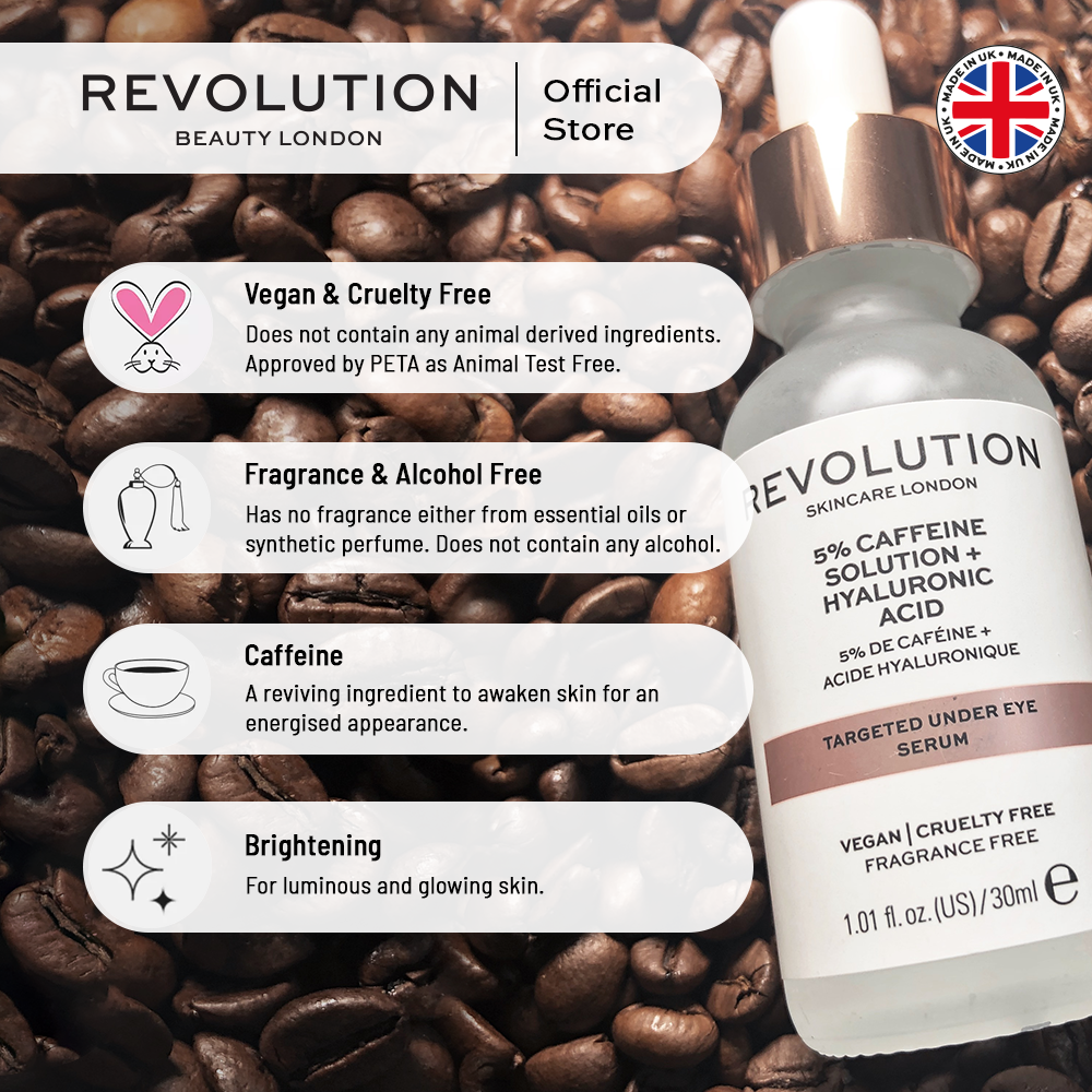 Revolution Skincare 5% Caffeine And Hyaluronic Acid Revitalising Under Eye Serum 30ml