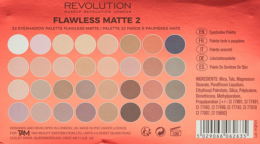 Makeup Revolution Ultra 32 Eyeshadow Palette Flawless Matte 2