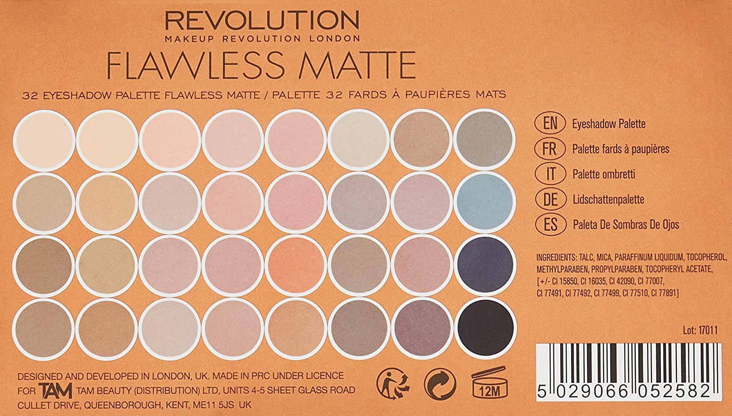 Makeup Revolution Ultra 32 Eyeshadow Flawless Matte
