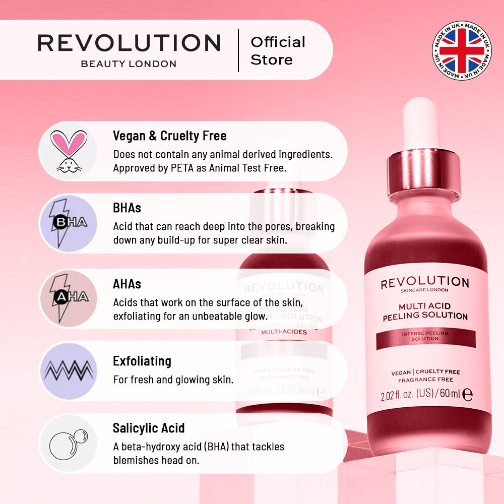 Revolution Skincare AHA & BHA Peeling-Serum – 30 Ml, Für Empfindliche Haut, Vegan & Tierversuchsfrei